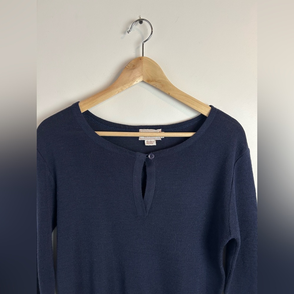 Vintage Jones New York Navy Sweater With Keyhole Neckline